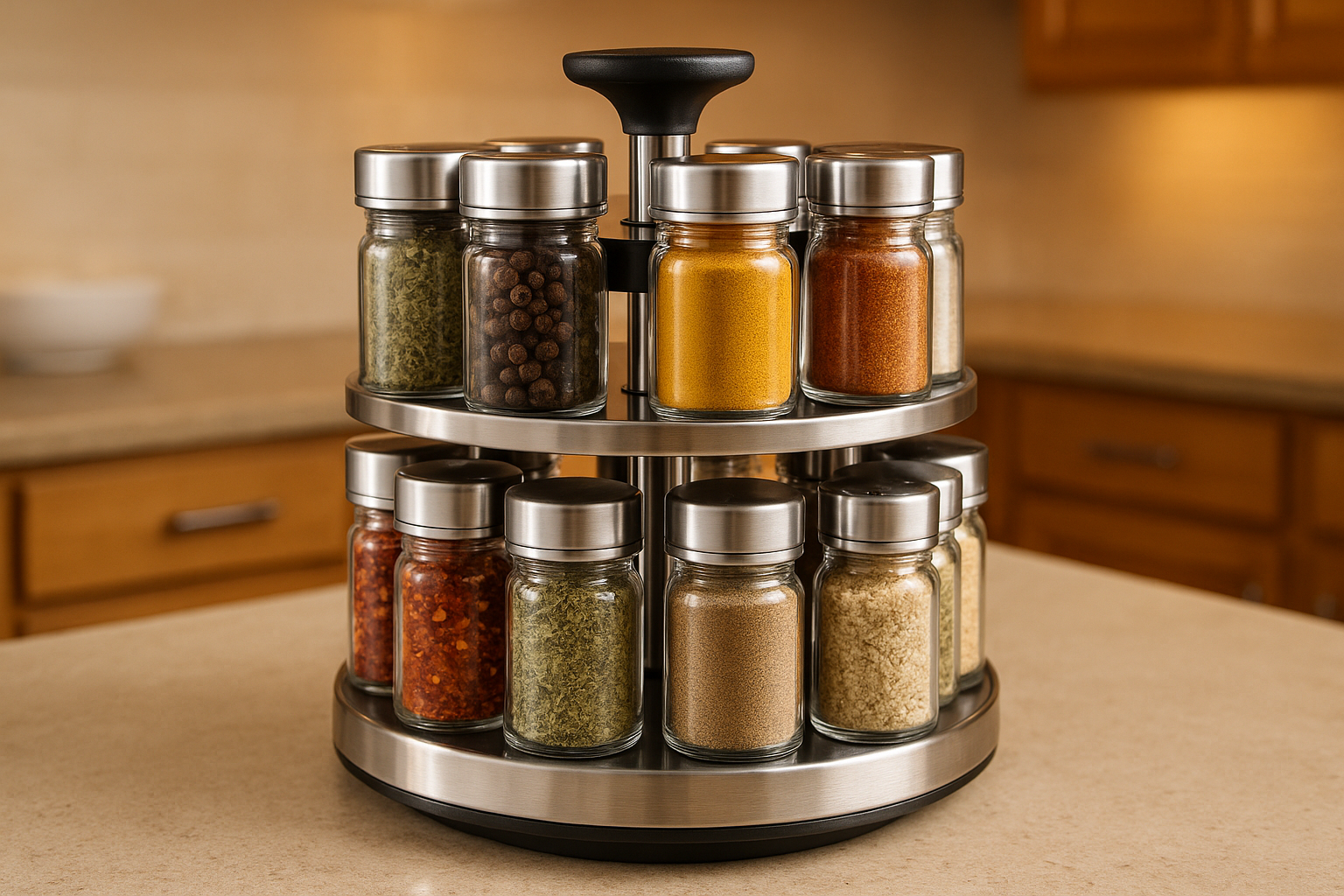 Build Your Own 12 Jar Spice Rack (Stainless Steel Caps)
